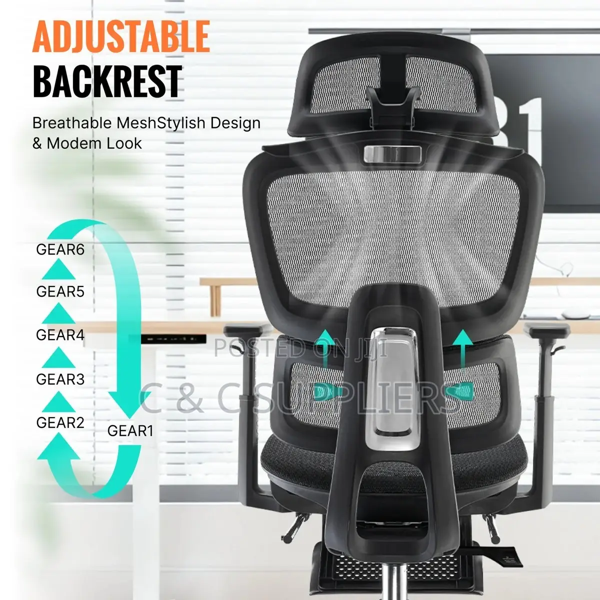 Executive Study Mesh Chair With Footrest