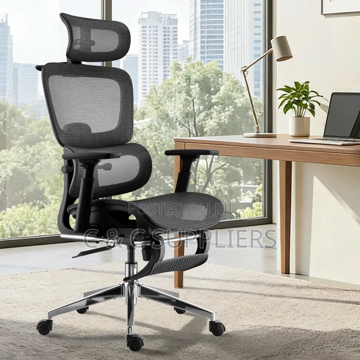 Executive Study Mesh Chair With Footrest