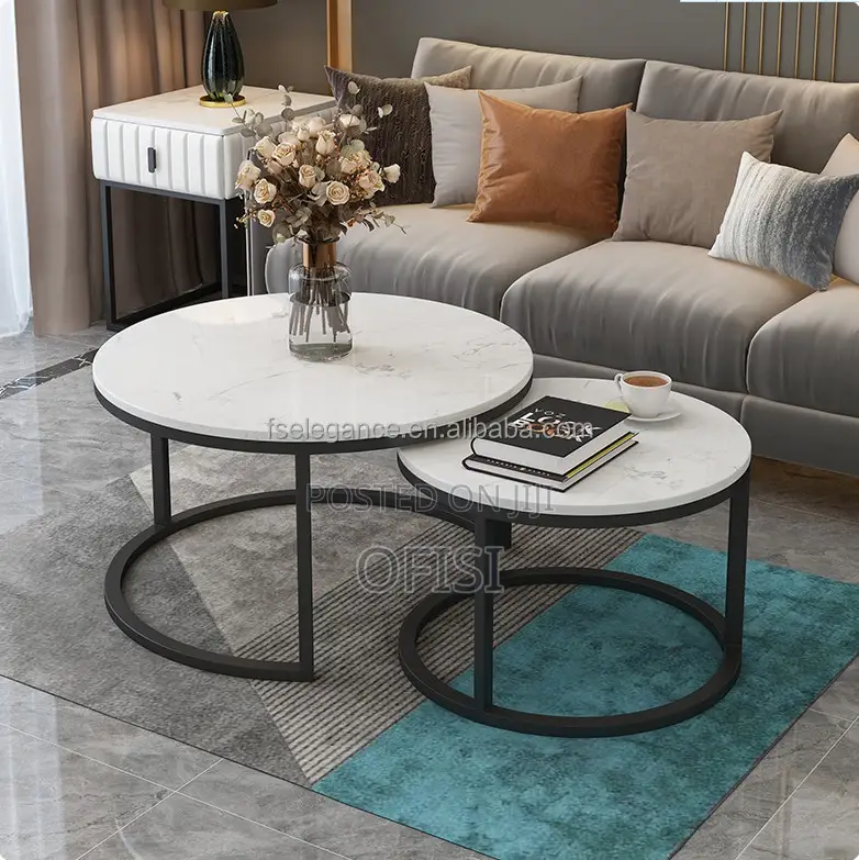 Coffee Table; 2-in 1 Nest Marble Office Coffee Table