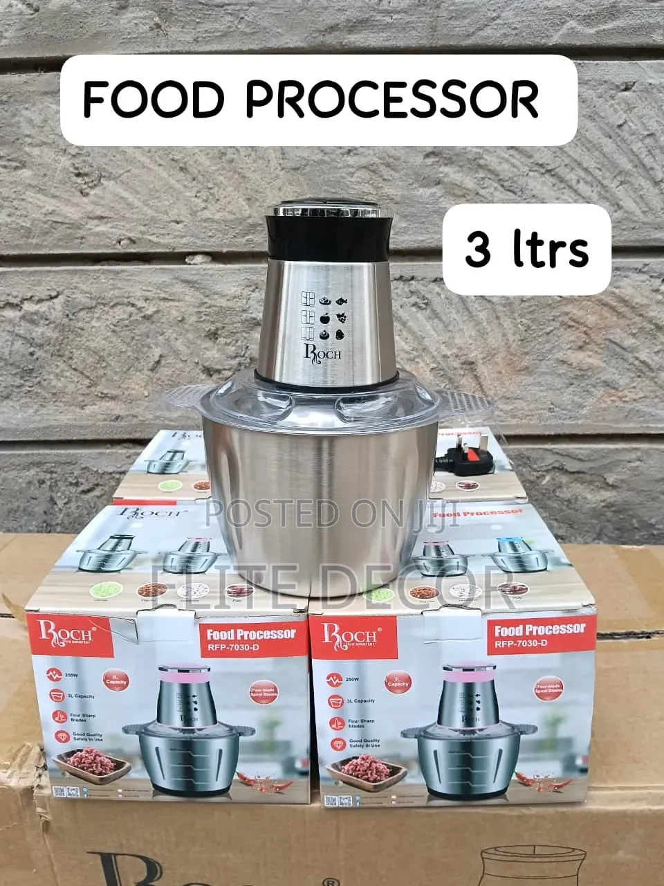 Roch 3.0L Food Processor RFP-7030-D – 300W Stainless Steel Electric