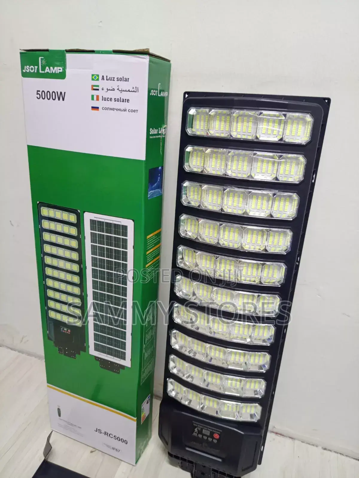 JSOTLAMP 5000W Solar LED Street Light With Solar Panel Remote