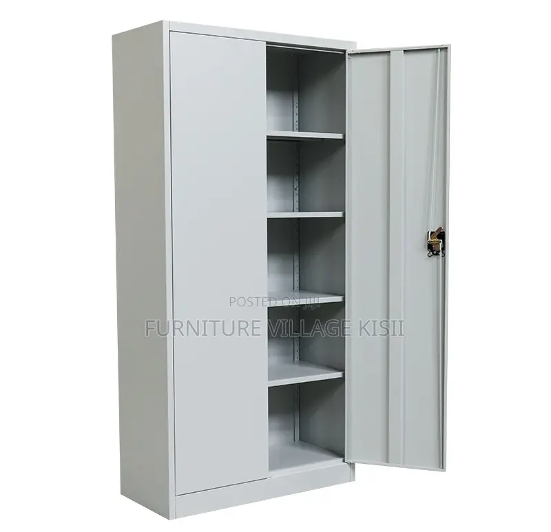 Office Cabinet; 2 Door Metallic Office Cabinet With Adjustable Shelves