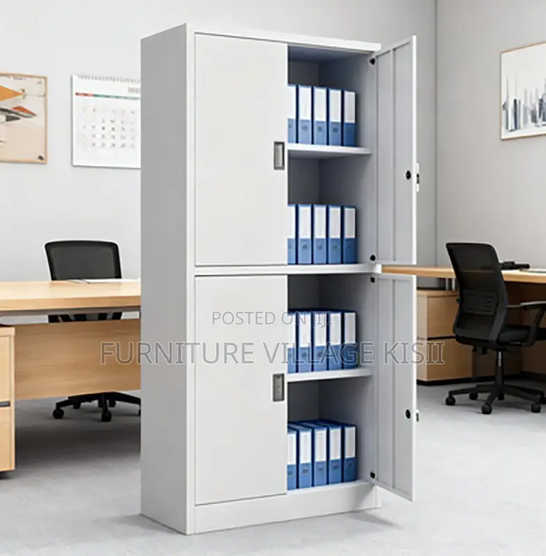 Office Cabinet; 2 Door Metallic Office Cabinet With Adjustable Shelves