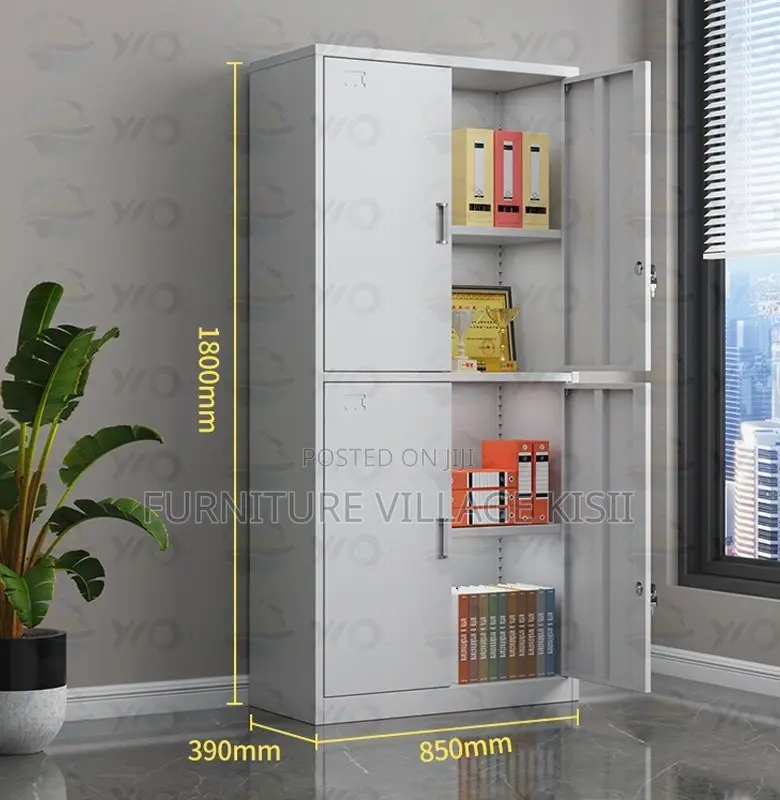 Office Cabinet; 2 Door Metallic Office Cabinet With Adjustable Shelves
