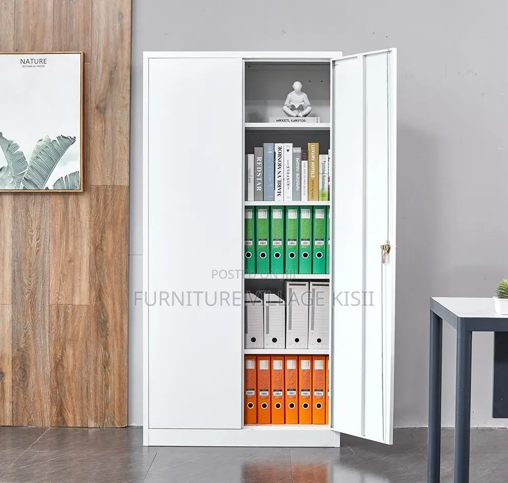 Office Cabinet; 2 Door Metallic Office Cabinet With Adjustable Shelves