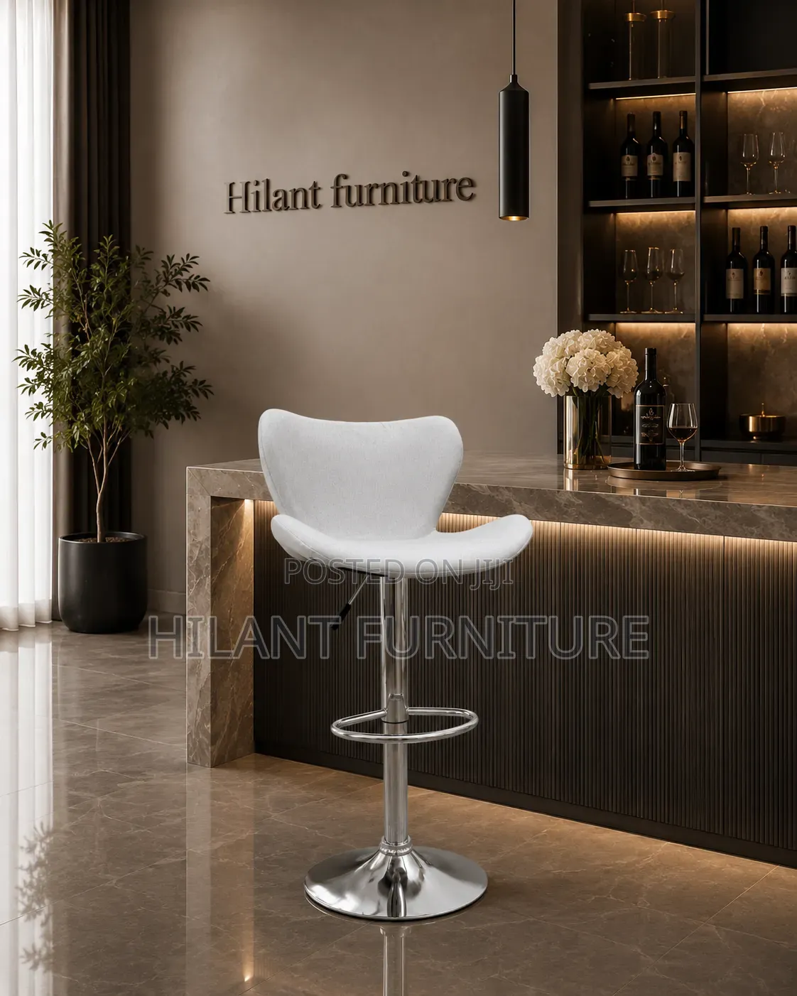 Gray Fabric Adjustable Height Counter Stool