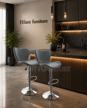 Gray Fabric Adjustable Height Counter Stool