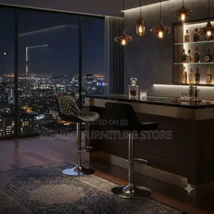 Barstools; Adjustable Black Recliner Barstools