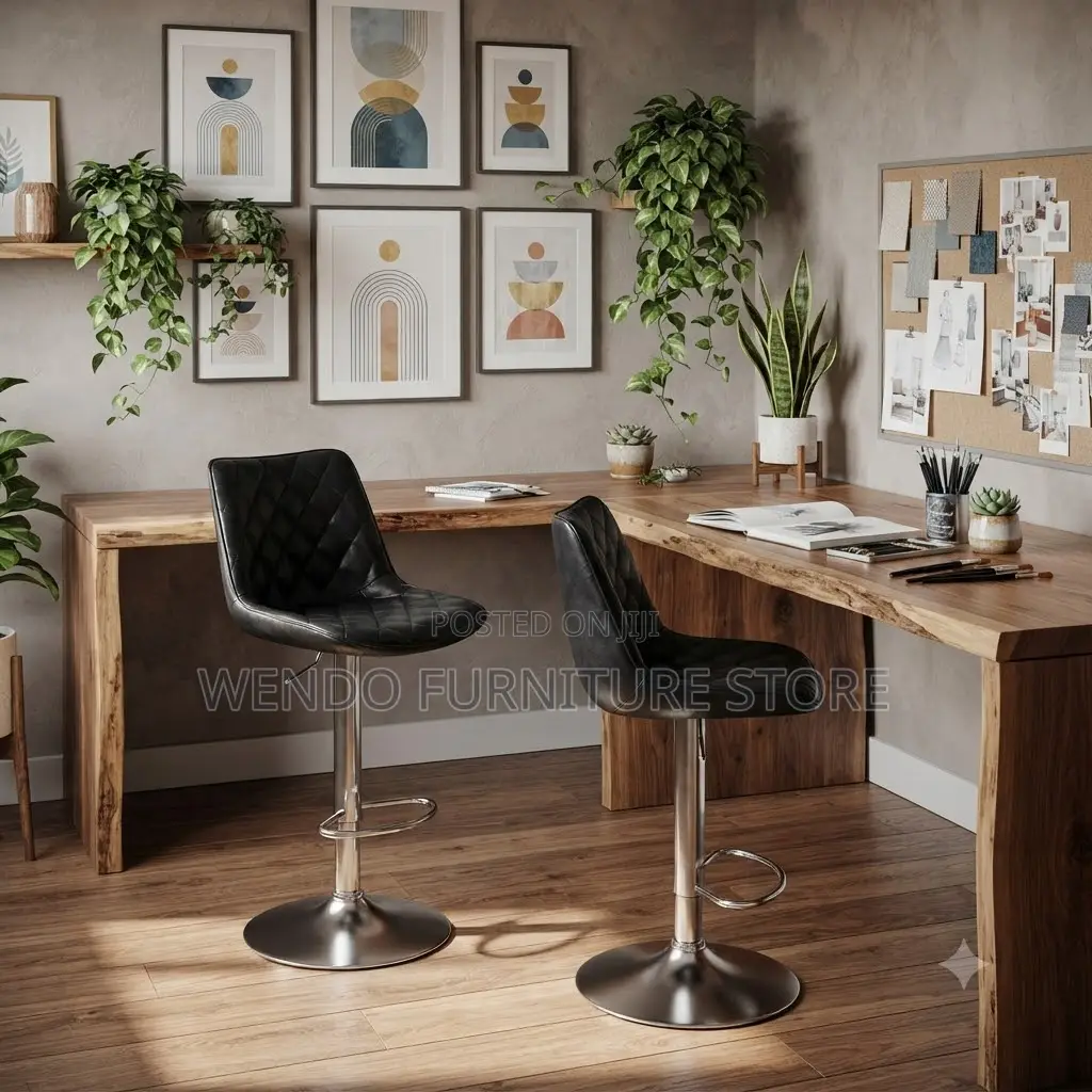 Barstools; Adjustable Black Recliner Barstools
