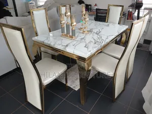 Premium Marble Six-Seater Dining Set.