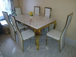 High-End Marble Six-Seater Dining Set.