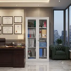Office Cabinet; Two Doors Glass Steel Document Keep Cabinet