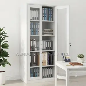 Office Cabinet; Two Doors Glass Steel Document Keep Cabinet