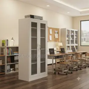 Office Cabinet; Two Doors Glass Steel Document Keep Cabinet