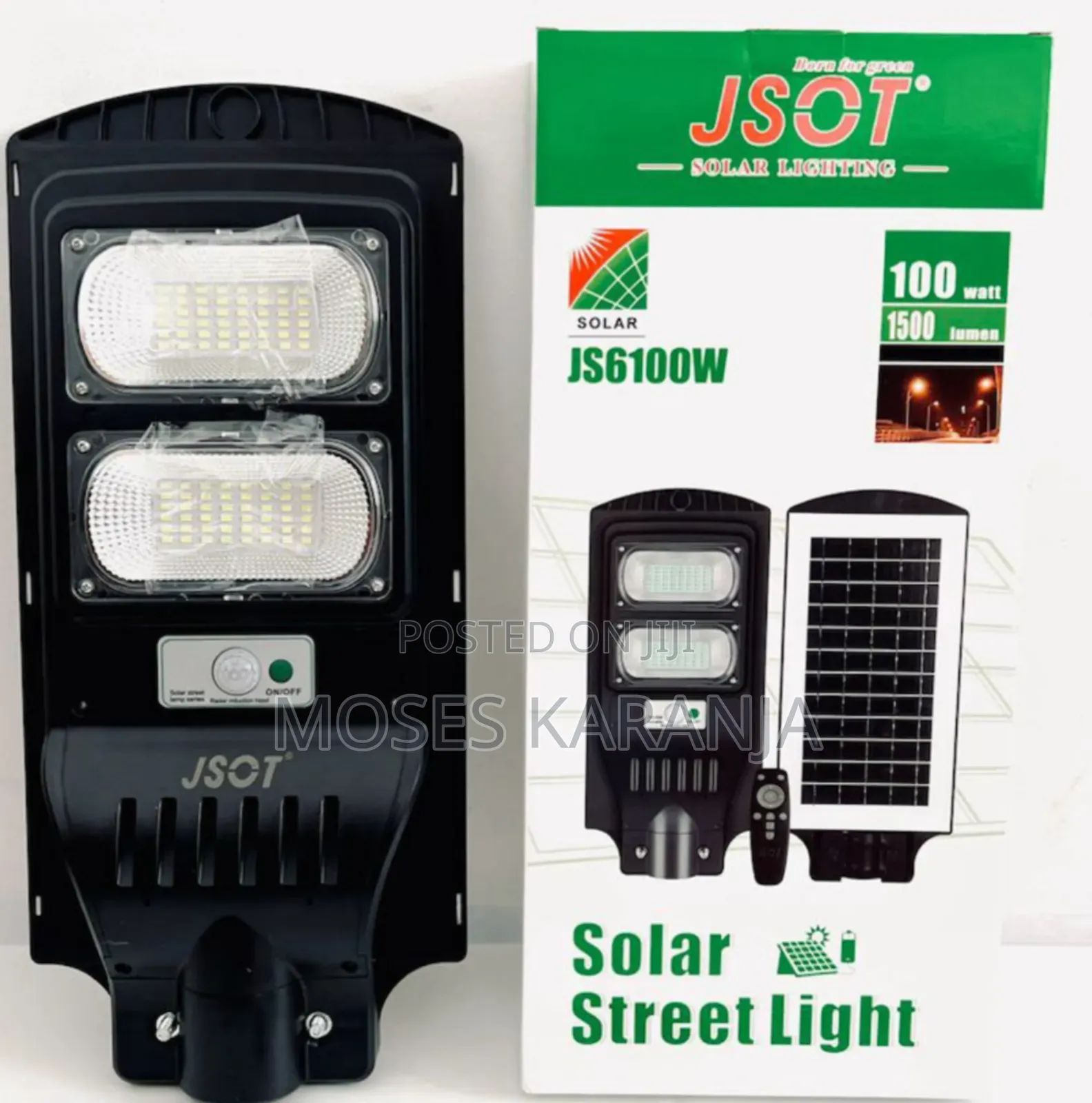 JSOT 100W Solar Street Light With Remote Control & Motion Sensor