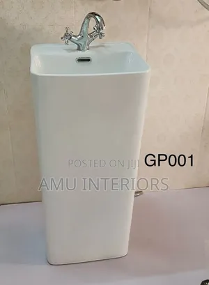 Free Standing Ceramic Pedestal Handwash Basin With Mixer Tap