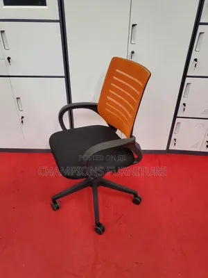 Orange Striped Mesh Office Chair