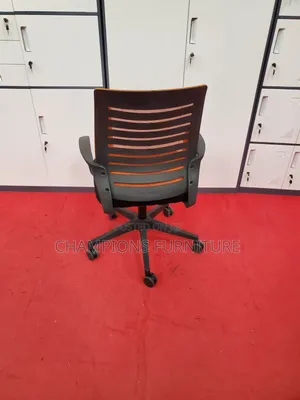 Orange Striped Mesh Office Chair