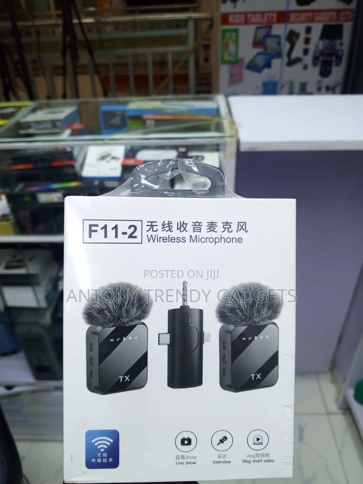 F11-2 3-in-1 Wireless Mic for iPhone Android DSLR Laptop