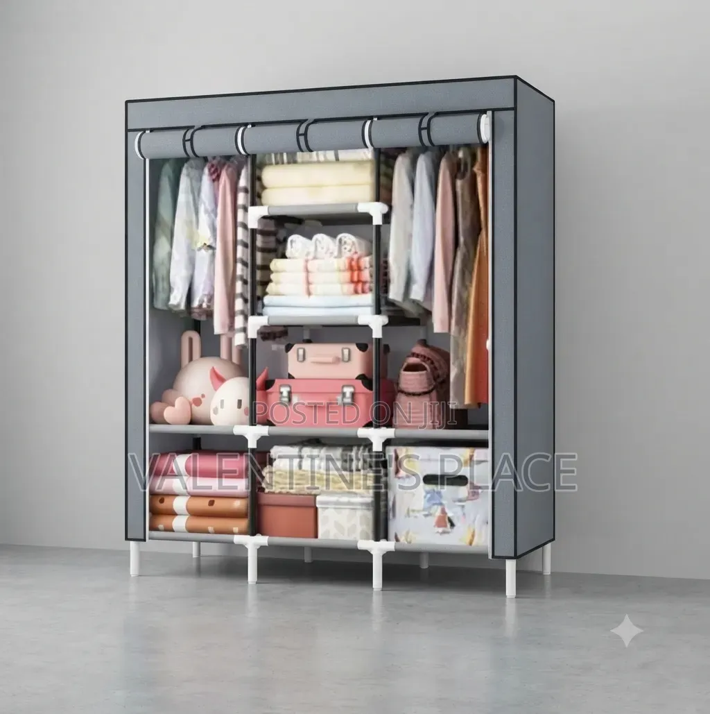 Spacious Portable Fabric Wardrobe Closet Organizer – Grey