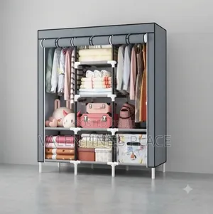 Spacious Portable Fabric Wardrobe Closet Organizer – Grey