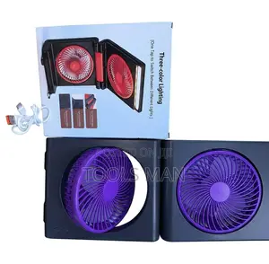 Rechargeable Foldable Desk Fan With 3-Color LED Light