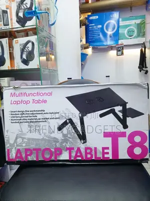 T8 Adjustable Laptop Stand With USB Cooling Fans Foldable Desk