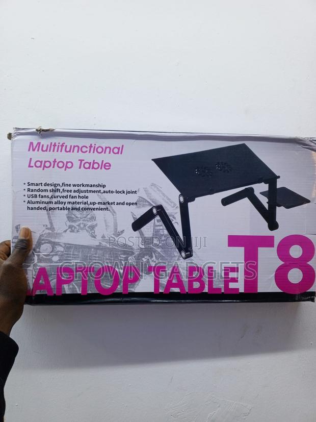 T8 Adjustable Laptop Stand With USB Cooling Fans Foldable Desk - thumbnail 2