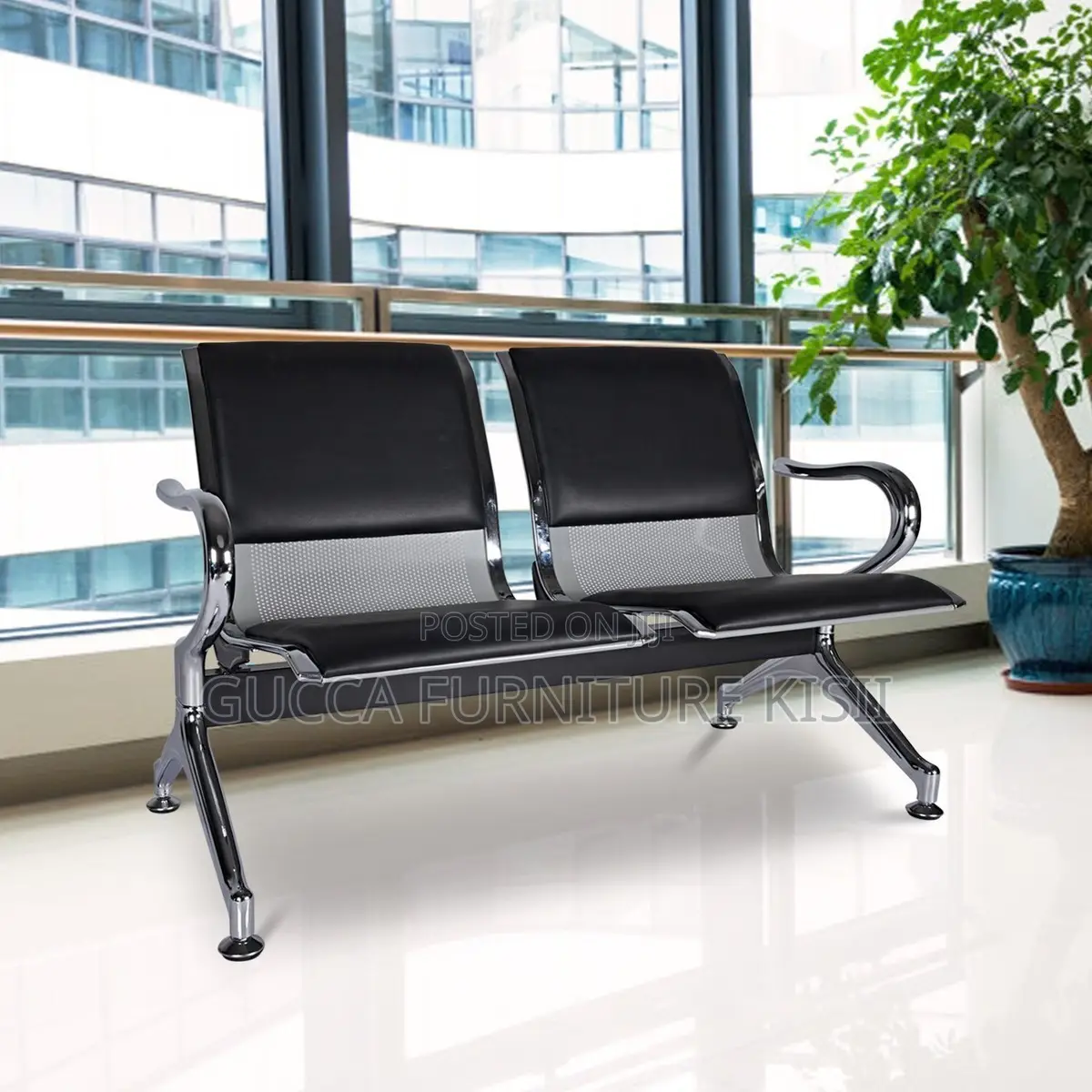 Office Bench; 2-Link Padded Office Bench