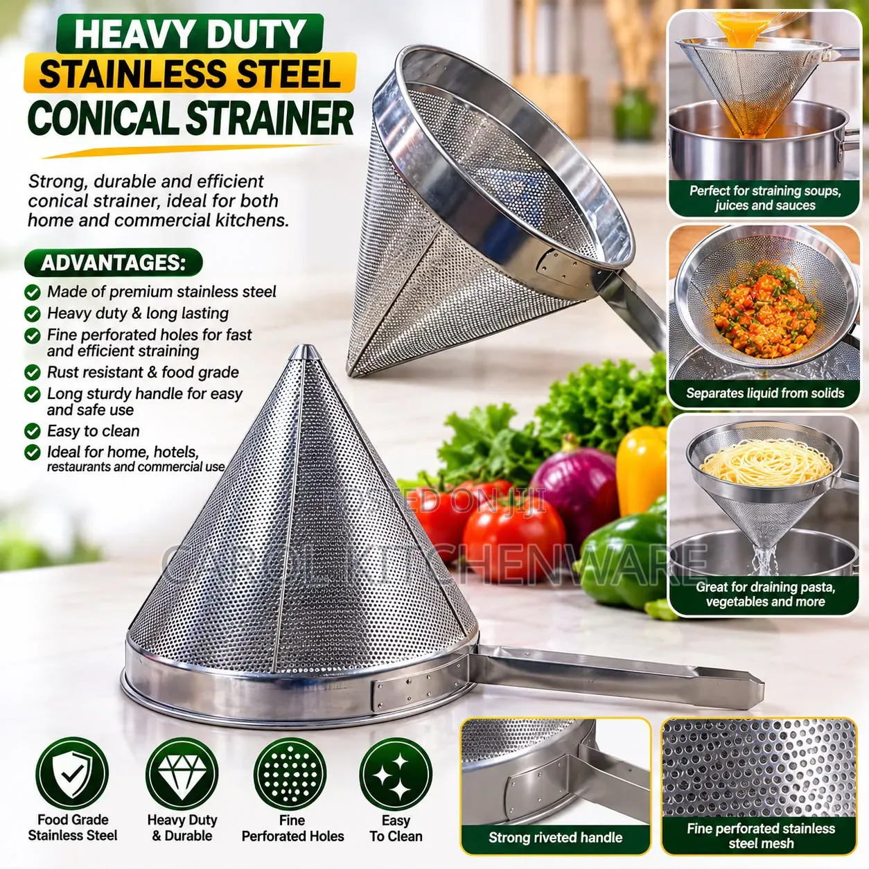 Heavy Duty Stainless Steel Conical Strainer