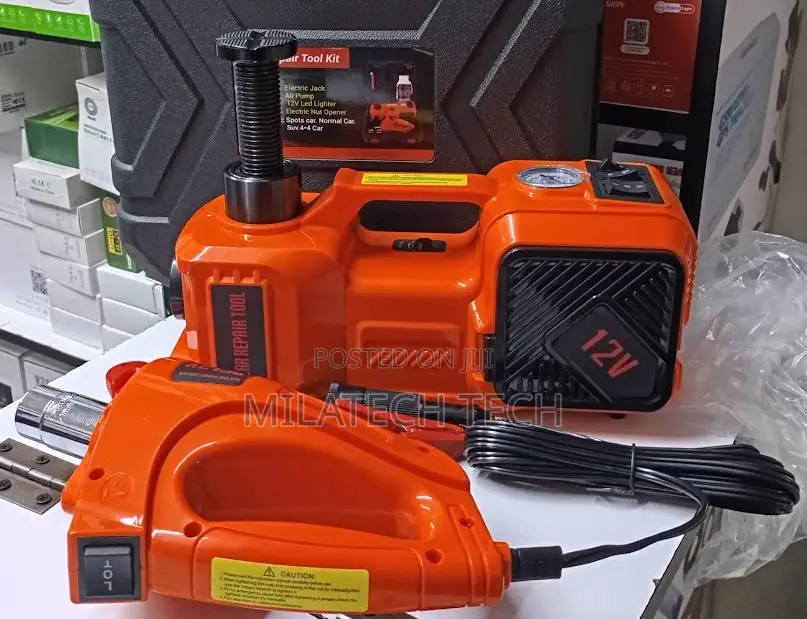 Automatic Electric Car Jack With Tyre Inflator and Accessories