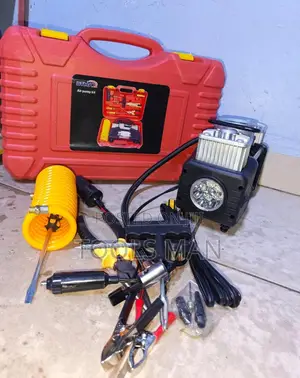 Portable Dual Cylinder Car Tyre Air Pump Kit BTMAX With Repair Tools