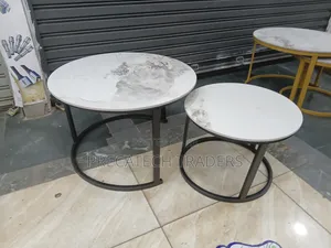 Stylish Round Marble Top Coffee Table Set