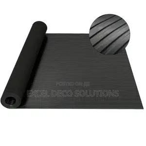 Black Ribbed Rubber Mat