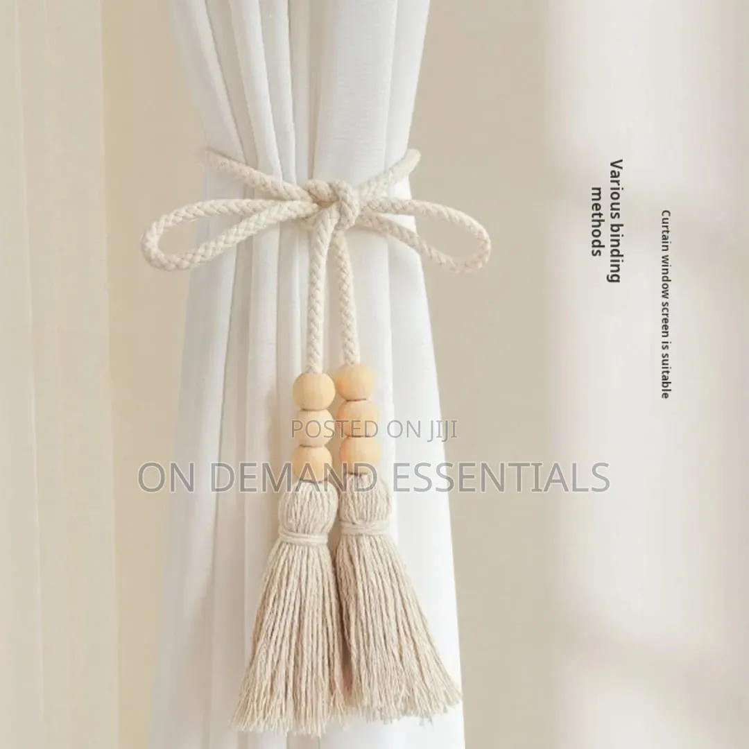 Curtain Tieback With Wooden Beads and Elegant Tassels