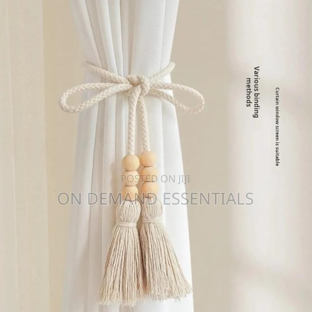 Curtain Tieback With Wooden Beads and Elegant Tassels