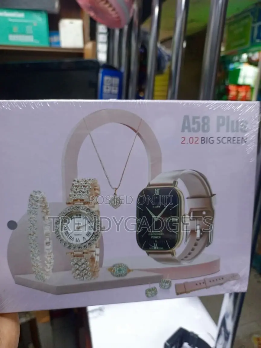 A58 Plus Bluetooth Smartwatch With Necklace Bracelet Set