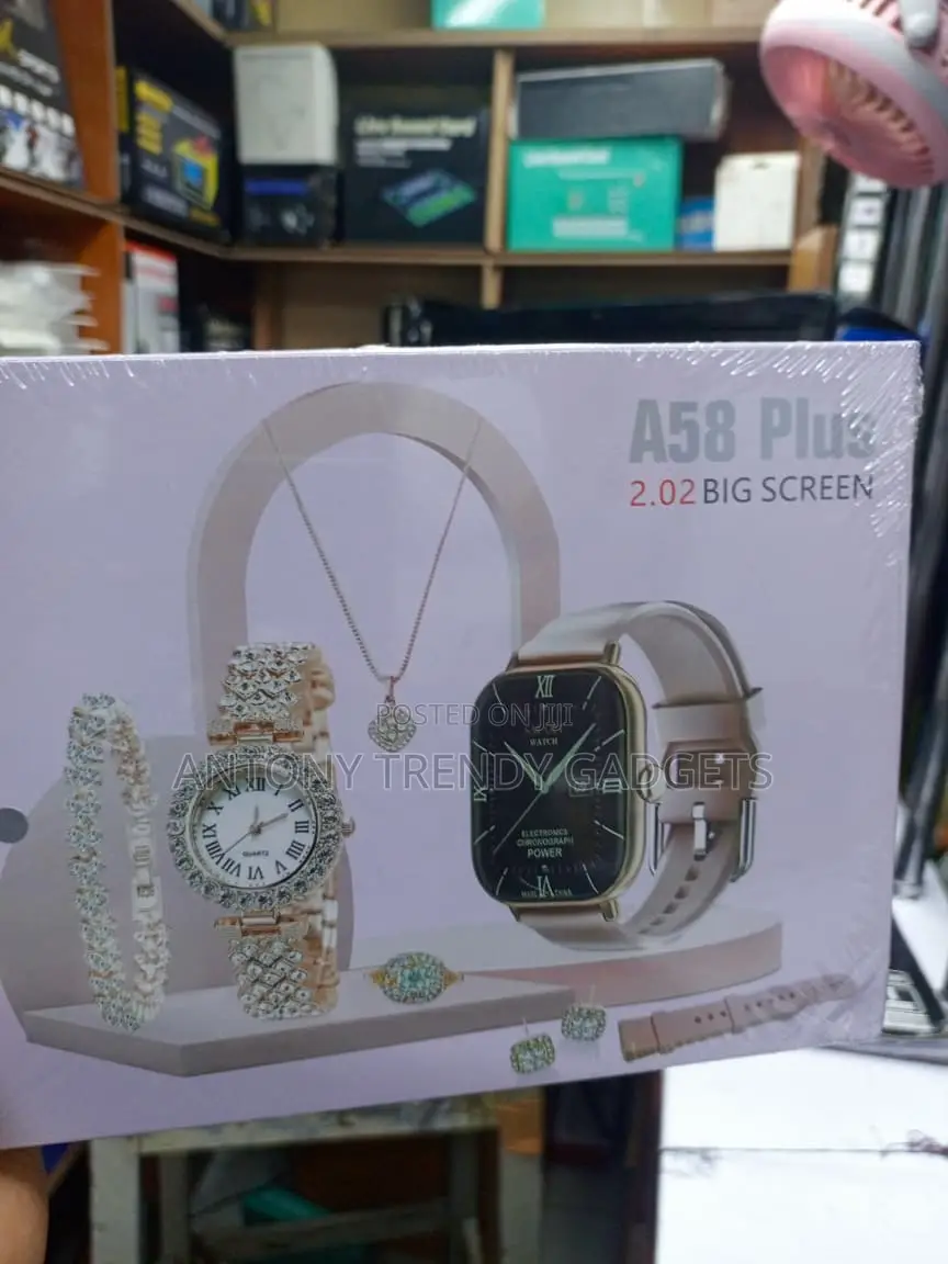 A58 Plus Bluetooth Calling Smartwatch With Jewelry Set