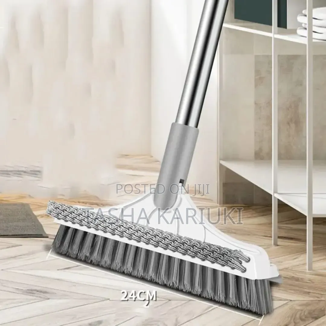 *3-in-1 Floor Scrubbing v- Shaped Brush, Broom Squeegee* White-Grey