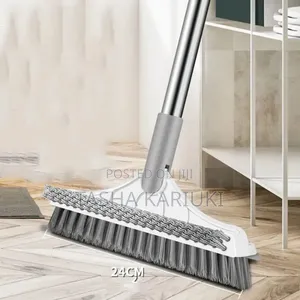*3-in-1 Floor Scrubbing v- Shaped Brush, Broom Squeegee* White-Grey