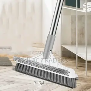 *3-in-1 Floor Scrubbing v- Shaped Brush, Broom Squeegee* White-Grey