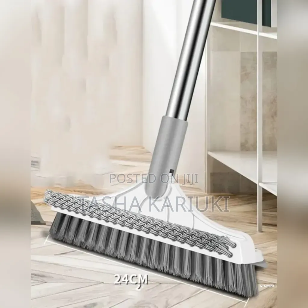 *3-in-1 Floor Scrubbing v- Shaped Brush, Broom Squeegee* White-Grey