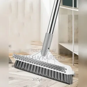 *3-in-1 Floor Scrubbing v- Shaped Brush, Broom Squeegee* White-Grey