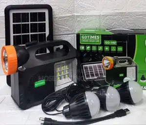 Portable Solar Power Kit With 3 LED Bulbs & Flashlight