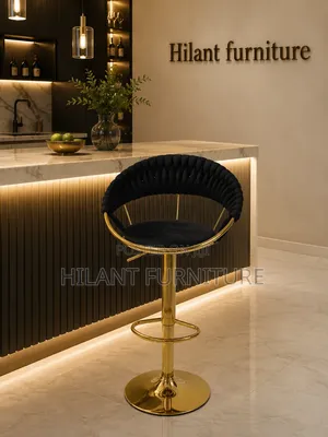 Black Velvet Adjustable Height Counter Stool