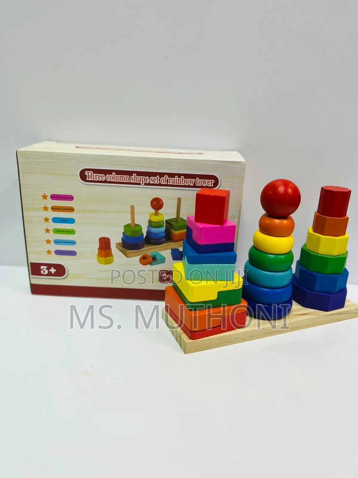 3-in-1 Wooden Rainbow Stacking Tower!