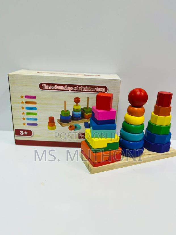 3-in-1 Wooden Rainbow Stacking Tower! - main view