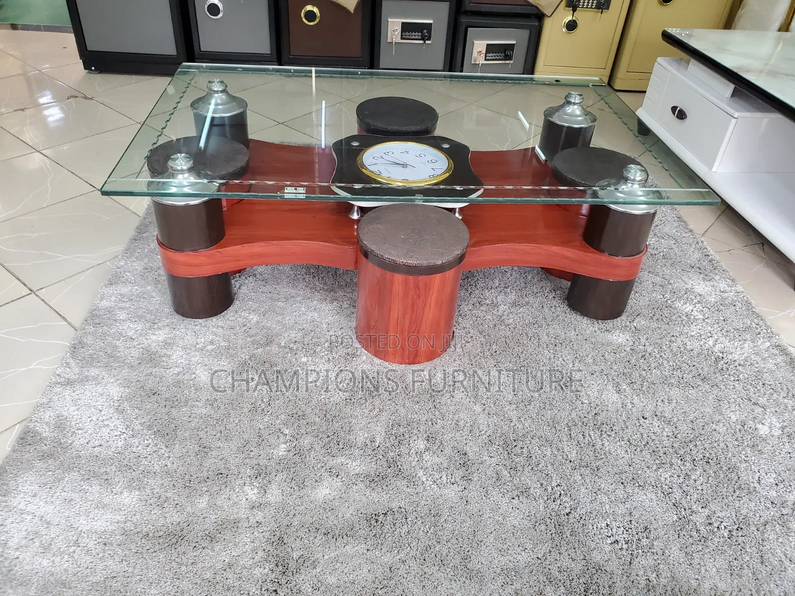 Glass-Top Coffee Table With Built-in Clock