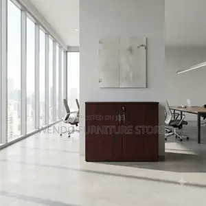 Office Cabinet; Brown- Colored Office Credenza Cabinet