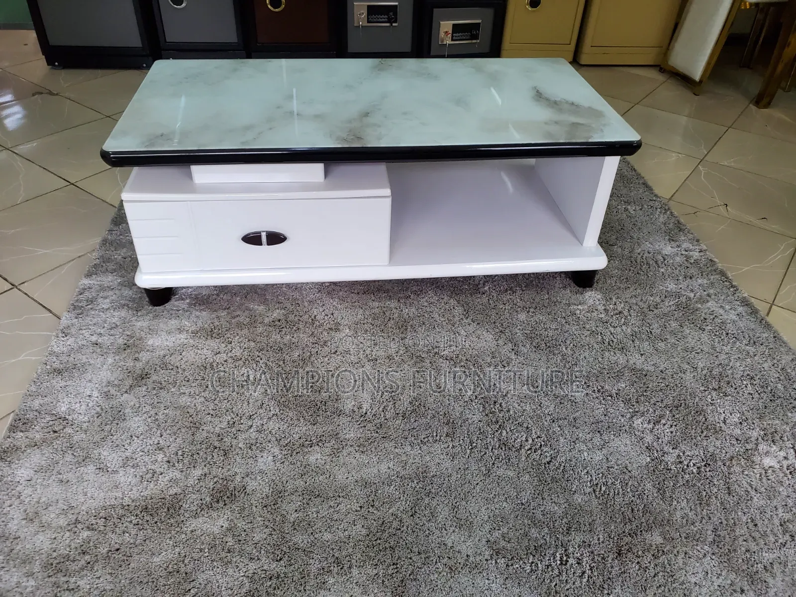White and Green Marble Top Coffee Table